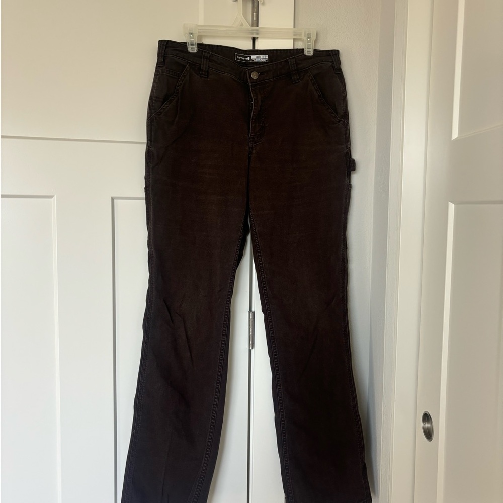 Carhartt WOMEN'S RUGGED FLEX® LOOSE FIT CANVAS WORK PANT Dark Brown - Picture 5 of 5